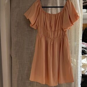 Peach Off-Shoulder Mini Dress